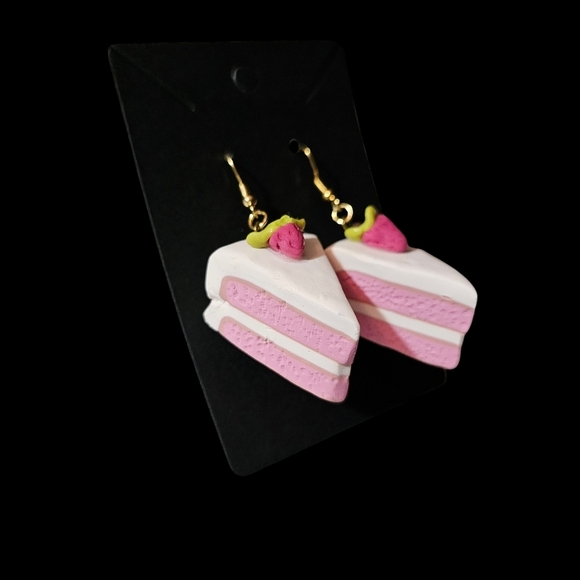 Earrings, A Piece of Cake, hypoallergenic Gold plated hooks. Handmade - Picture 3 of 4